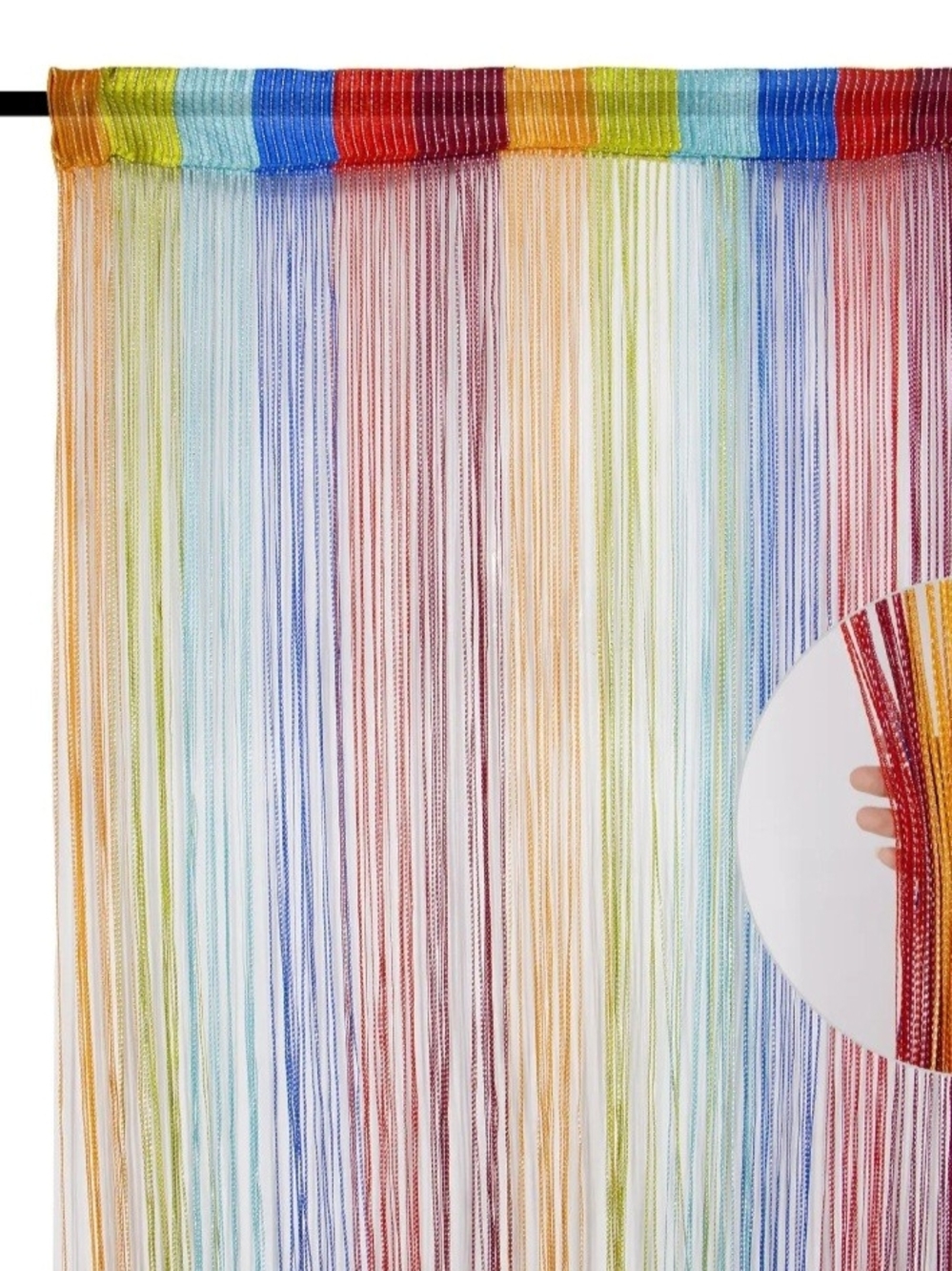 Multicolor String Curtain Panel - Vibrant Rainbow Home Wall Decor